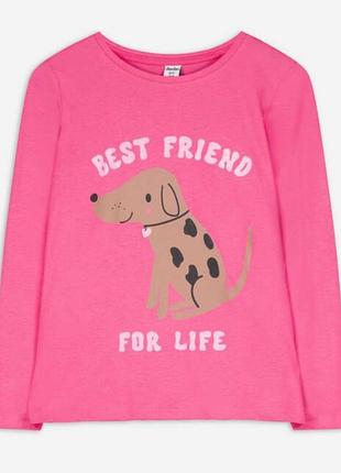 Розовый реглан лонгслив с собачкой 7-8 лет.