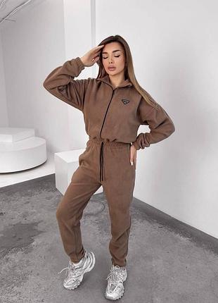 Жіночий повсякденний класичний флісовий теплий комбінезон комбез тканина двосторонній фліс полар туреччина