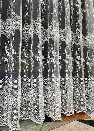 Нежный кремовый тюль. нарядная молочная тюль. красивая турецкая тюль. тюль в спальню. тюль в зал. нежная тюль