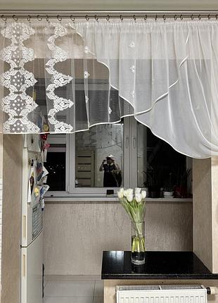 Красивая тюль на кухню. тюль для кухни. арка на кухню. короткая тюль. готовая тюль на кухню.