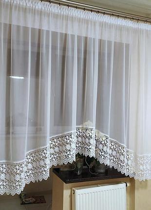 Красивая кружевная арка. красивая кухонная тюль. короткая тюль для кухни. готовая тюль на кухню. тюль арка