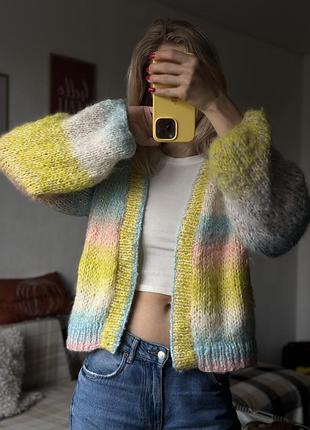 Вʼязаний жіночий кардиган , альпака