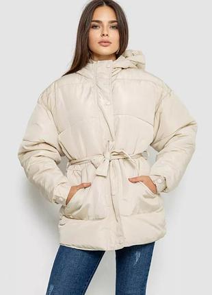 Куртка женская демисезонная с поясом, цвет светло-бежевый.м,l