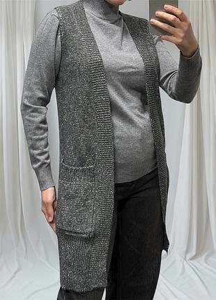 Жіночий кардиган без рукавів темного кольору h&m вовна 10%