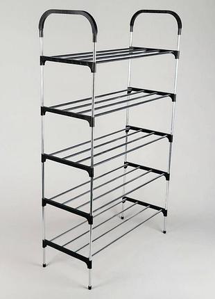 Полиця для взуття чорного кольору на 5 ярусів.