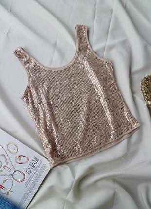 Праздничная блуза топ золотая пайетка