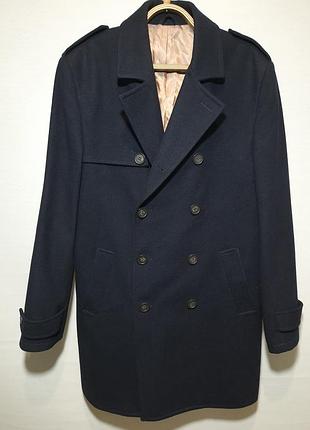 Двубортное синее классическое пальто из шерсти french connection navy blue l