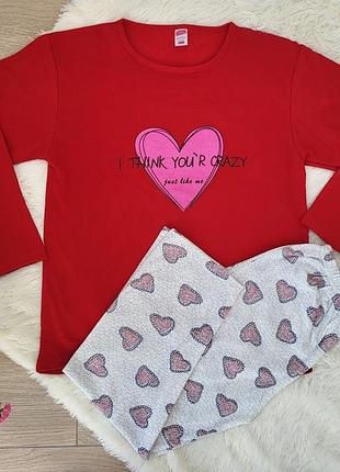 Тепла жіноча піжама "серце" великий розмір начос. туреччина