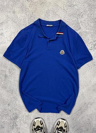 Оригінальна футболка moncler поло футболка з логотипом синя чоловіча л