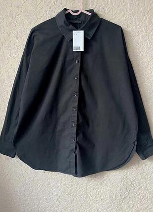 Чорна сорочка оверсайз, сорочка бойфренд, сорочка вільного крою, блузка, блуза