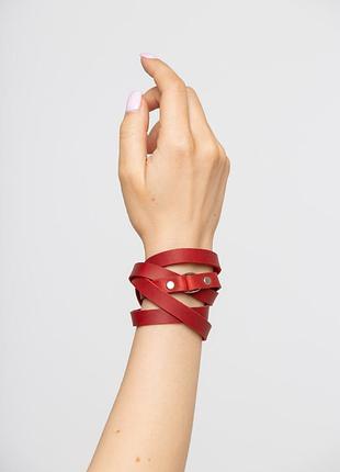 Шкіряний браслет червоний edena br-23