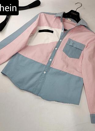 Рубашка женская голубого розового цвета от бренда shein m