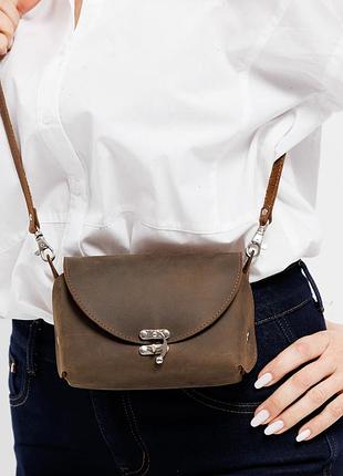 Жіноча шкіряна сумка оливкова bag-4 edena