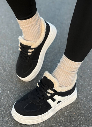 Якісні стильні зручні утеплені чорні кросівки, хайтопи в наявності, люксова новинка