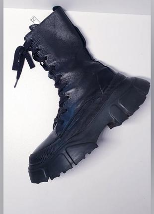 Круті ботинки чоботи шкіряні zara в ідеальному стані, 38р, тракторна підошва, берці