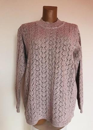Шикарный ажурный шерстяной праздничный свитер оверсайз с блестящими нитями🤩