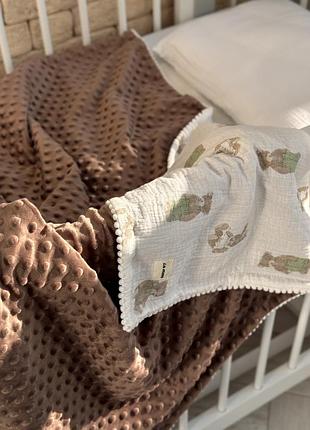 Плед дитячий плюшевий мусліновий теплий