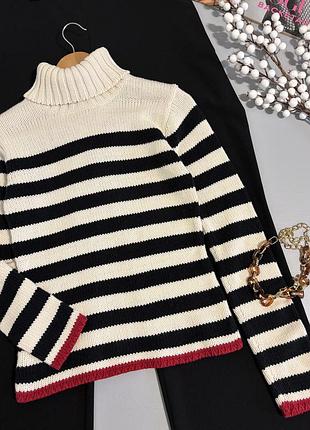 Оригинальный свитер в полоску mango 7