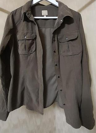 Рубашка женская оливковый в мелкой рубчик guess.