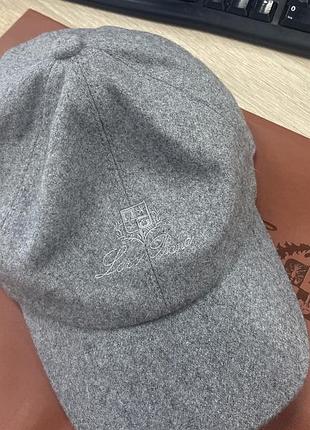 Кепка loro piano, бейсболка из кашемира серая мужская,женская