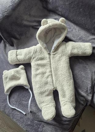 Комбинезон зимний тедди + шапочка