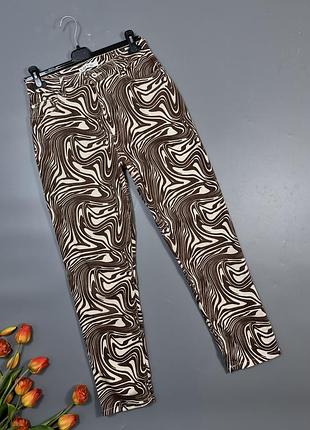 Джинси мом в принт зебра коричневі