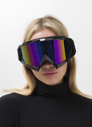 Женские лыжные очки горнолыжные маска зеркальная without chameleon black&amp;purple