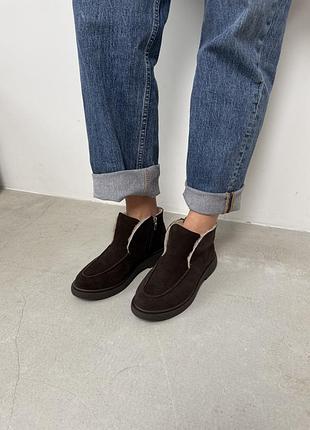 Черевики коричневі хутро