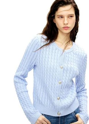 Кардиган в коси з акцентними ґудзиками зі змішаної бавовни h&mp s