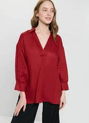 Терракотовая шелковая блуза из комбинированной ткани от gerry webber