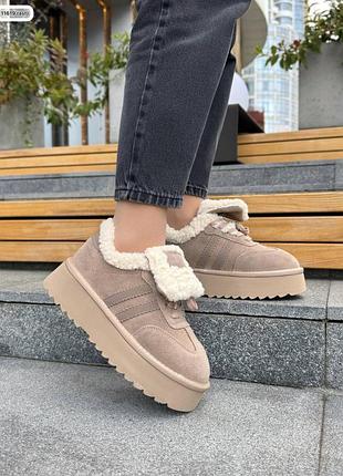 Кроссовки зимние женские натуральная замша / кожа