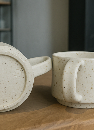 Керамічна чашка ручної роботи 300 мл в мінімалістичному стилі