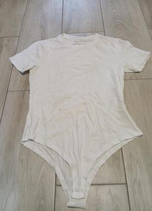 Primark классическое женское боди stretch body с коротким рукавом, белый, размер m (40/42)