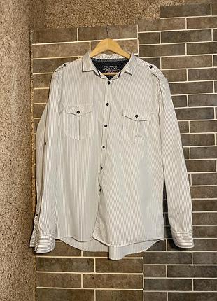 Сорочка чоловіча в полоску білого кольору 100% бавовна, рубашка мужская