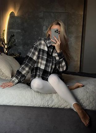 Тепла жіноча кашемірова сорочка в клітинку 2088 cr