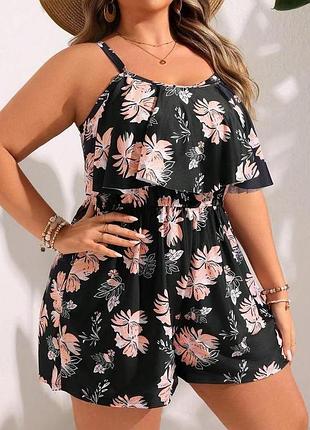 Шикарный слитный купальник шорты в цветочный принт shein🌴🌹🌴