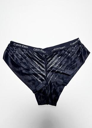 Трусики чорні сіточка смужка