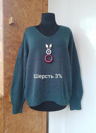 Брендовый шерстяной свитер джемпер пуловер большого размера шерсть