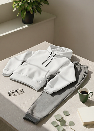 Базовый теплый костюм худи и штаны повседневный спортивный утепленный комплект на флисе стандартного кроя осенний зимний весенний парни мужской жено