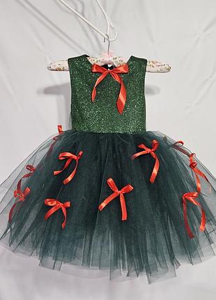 Платье на девочку 5 лет новогодняя елка зеленая
