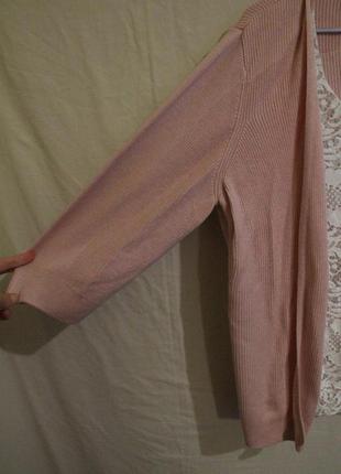 Кардиган + майка свитер обманка розового цвета с кружевом7 фото