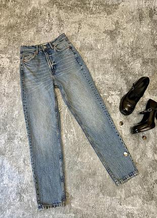 Прямые джинсы zara голубые straight trf / блакитні прямі джинси straight