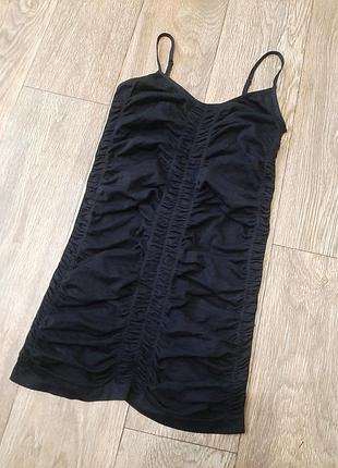 Черное стрейчевое эластичное утягивающее корректирующее мини платье в бельевом стиле