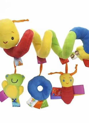 Интерактивная плюшевая игрушка-подвеска на коляску, кроватку или автокресло с висящими погремушками