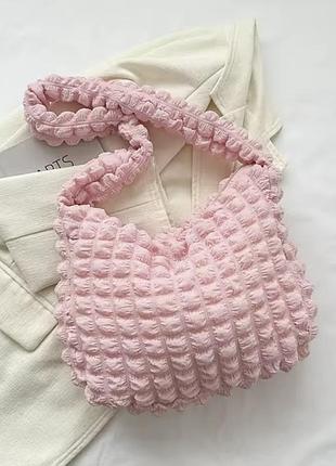 Женская сумка-хобо (hobo bag, мешок) "стеганая" через плече, wuke светло-розовый