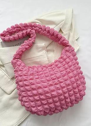 Женская сумка-хобо (hobo bag, мешок) "стеганая" через плече, wuke розовый