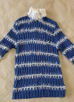 Жіночий светр синій у білу смужку