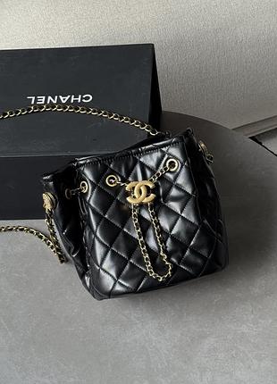 Шкіряна сумка мішок button в ромбоподібній прострочці ch