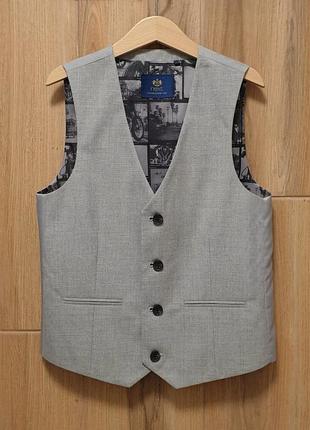 Next жилет ~ 10-11 лет - серый - 556-470 - классическая детская жилетка костюмная - же10 ж11
