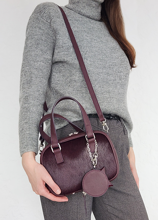 Сумочка жіноча із натуральної шкіри/хутра з гаманцем